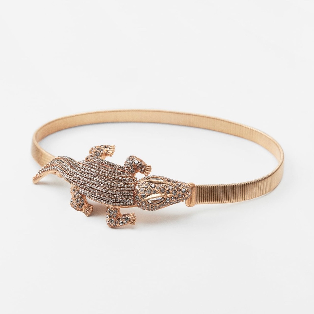 Zara limited edition metallic rhinestone’s crocodile belt
